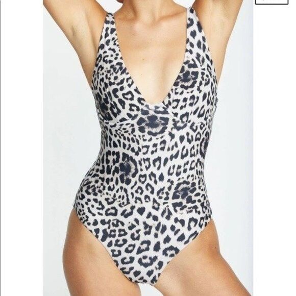 MIKOH Womens Size Small AITUTAKI Deep V Leopard Print ONE PIECE - Picture 4 of 12